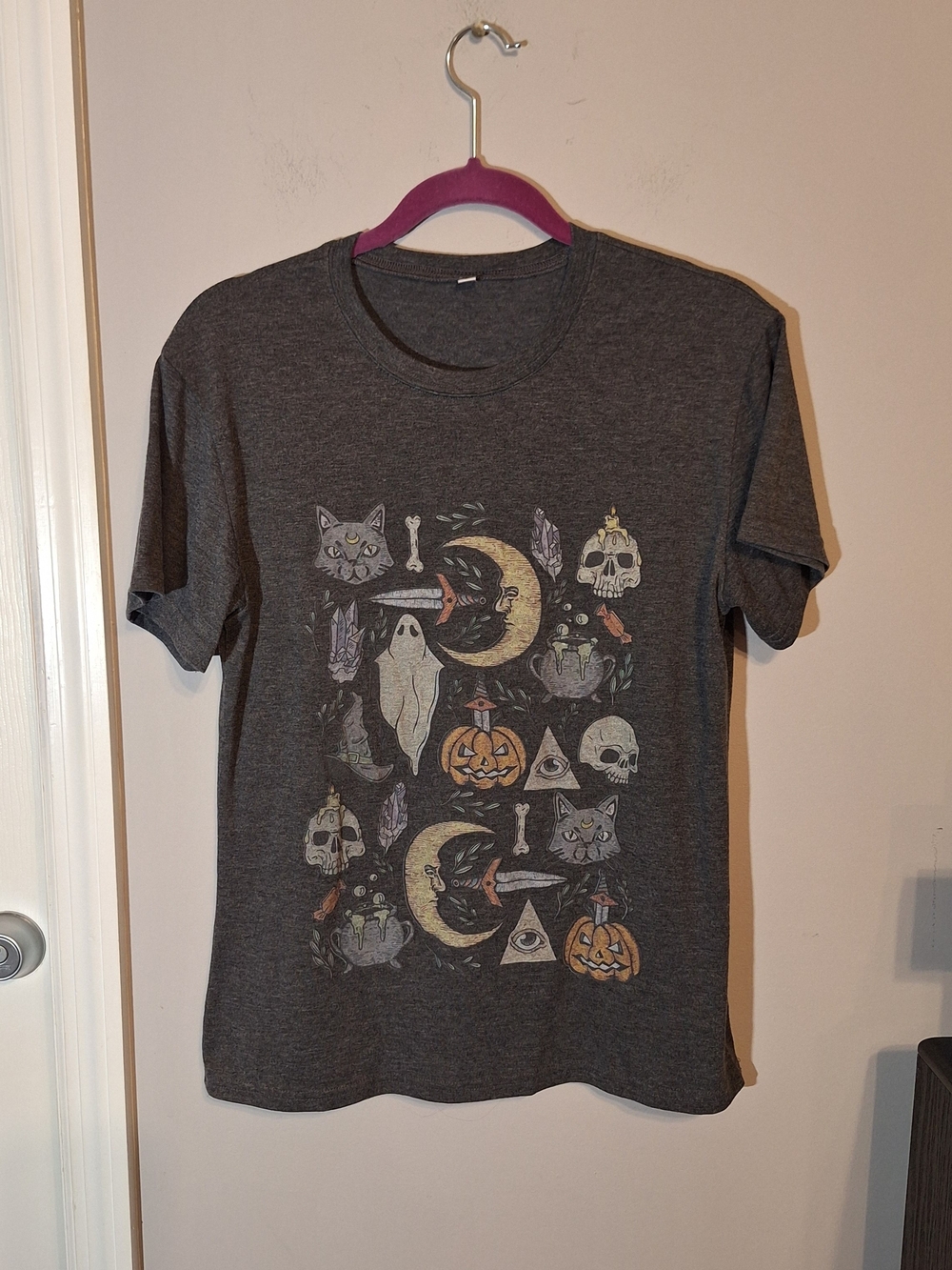 Women's Dark Gray Whimsigoth Halloween Graphic Tee - Unbranded